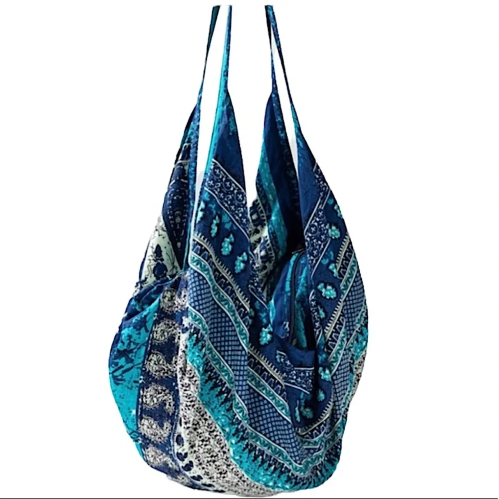 Tropical Aqua Sea Full Zip Market Hobo Bag Ocean Colors New